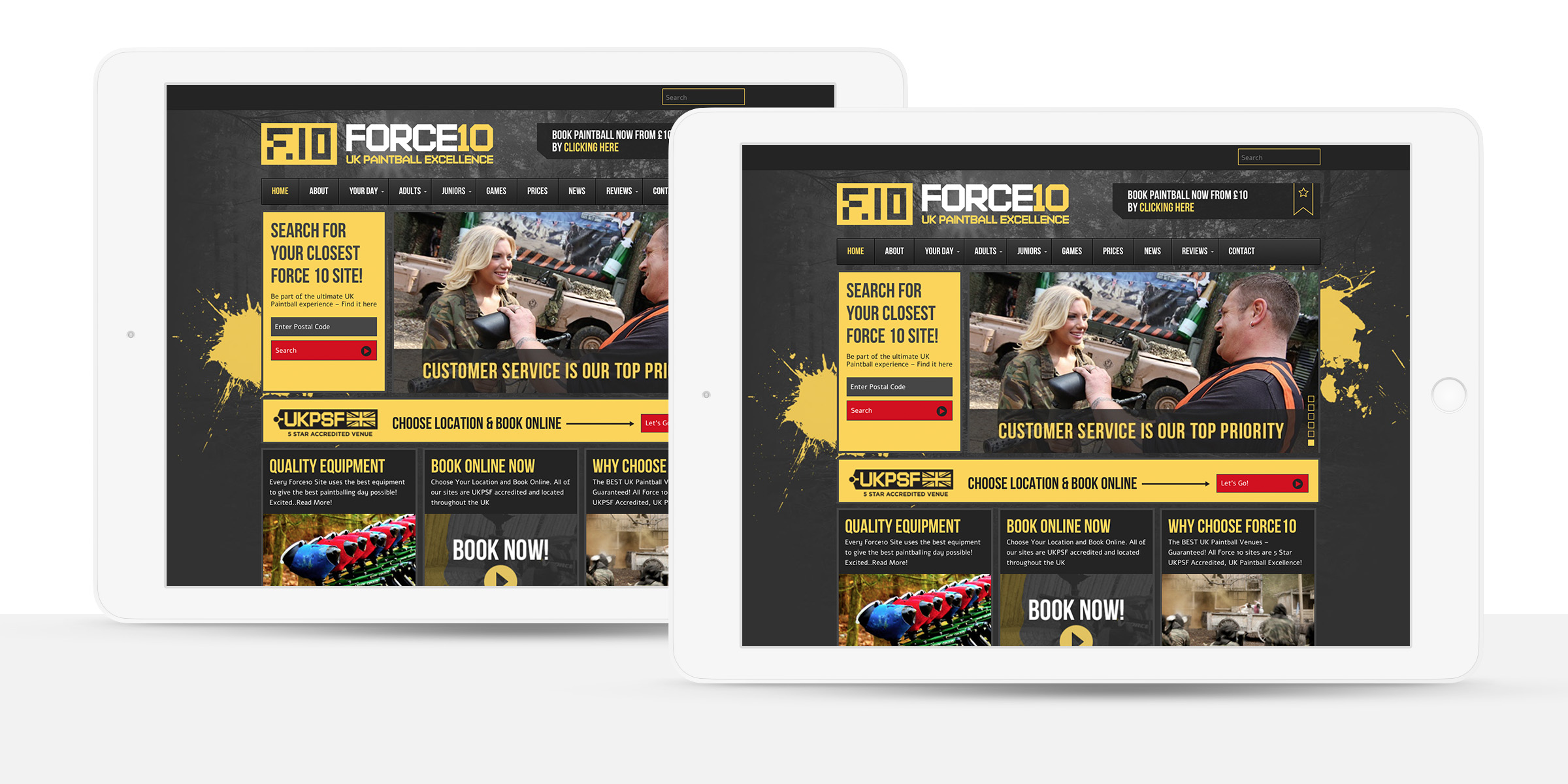 Force 10 Paintball - Tablet Design Display