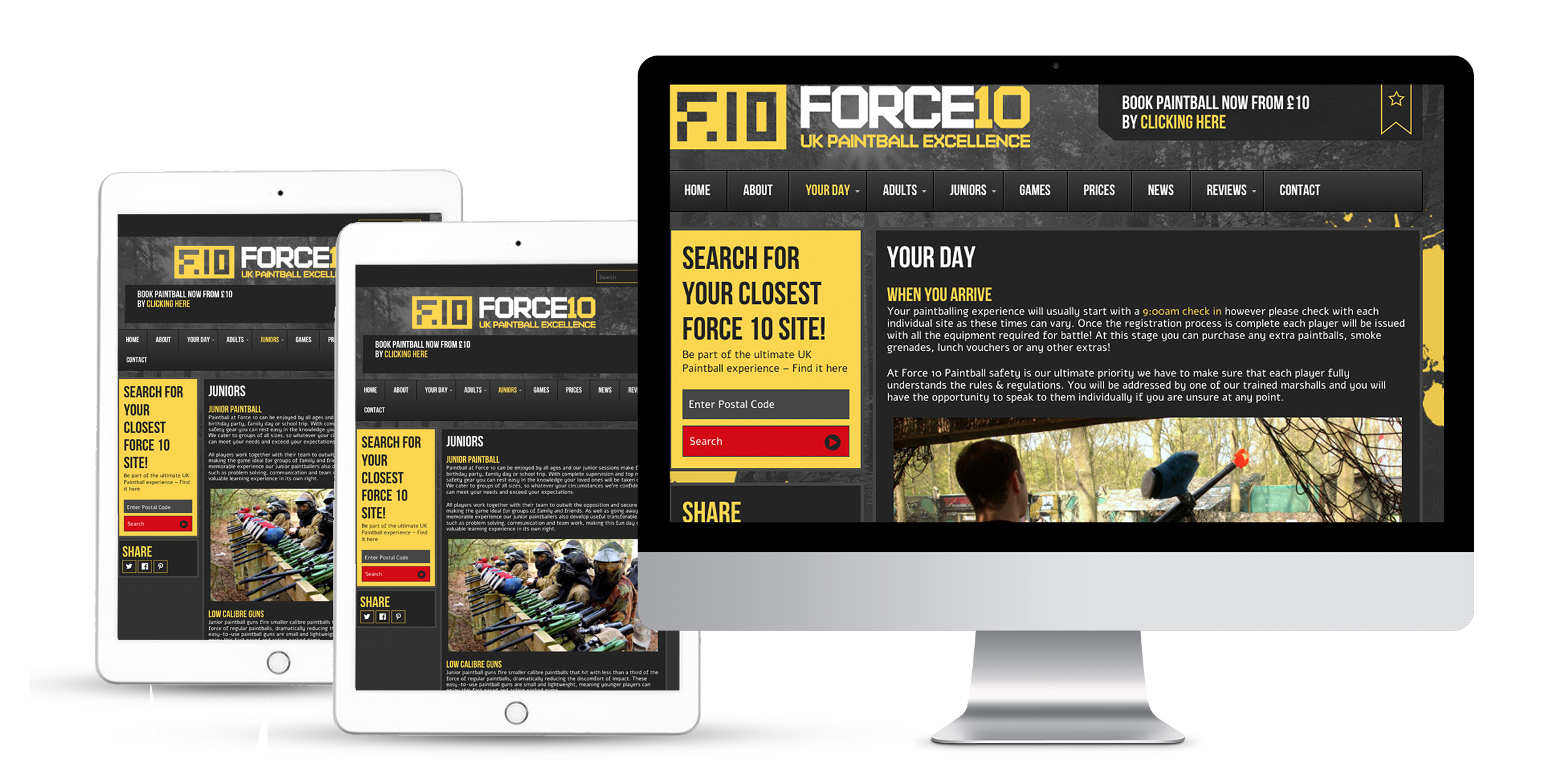 Force 10 Paintball - Website Design Display